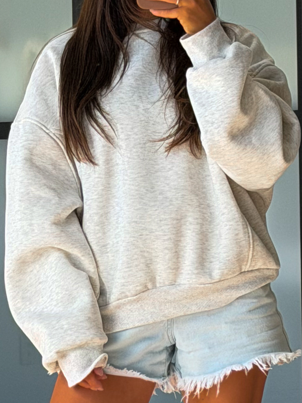 Penelope Crew Pullover | Heather Grey