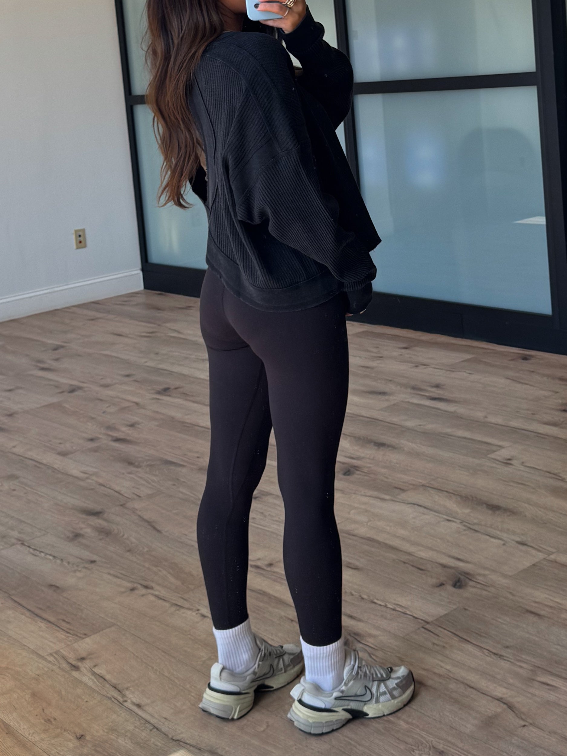 Kyla Thermal Open Back Top | Washed Black