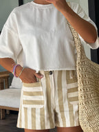 Nicolo Stripe Shorts | Taupe