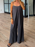 Sun-Drenched Cotton Jumpsuit | Charcoal