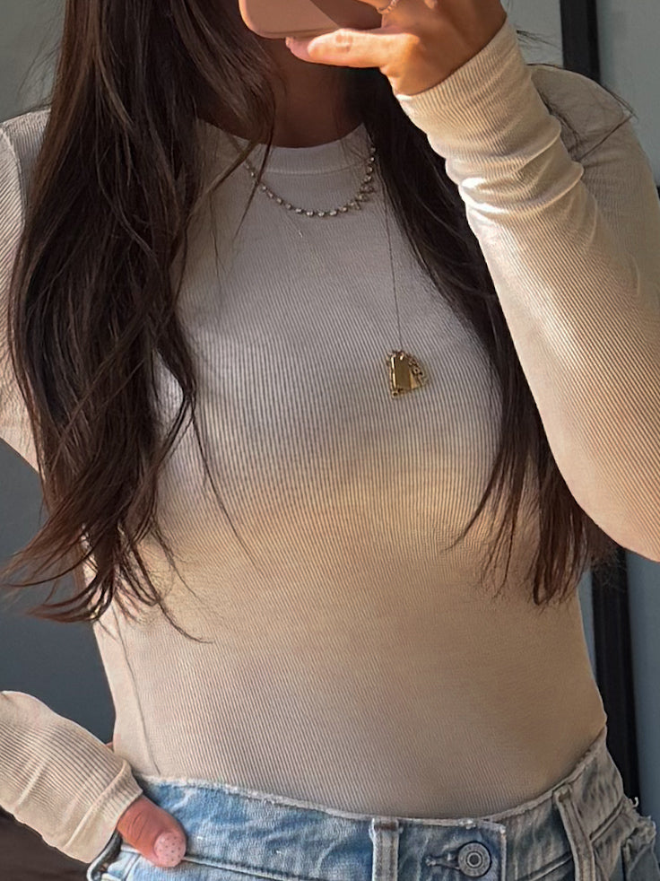 Essential Ribbed Long Sleeve | Bone | +Plus Available | RESTOCK
