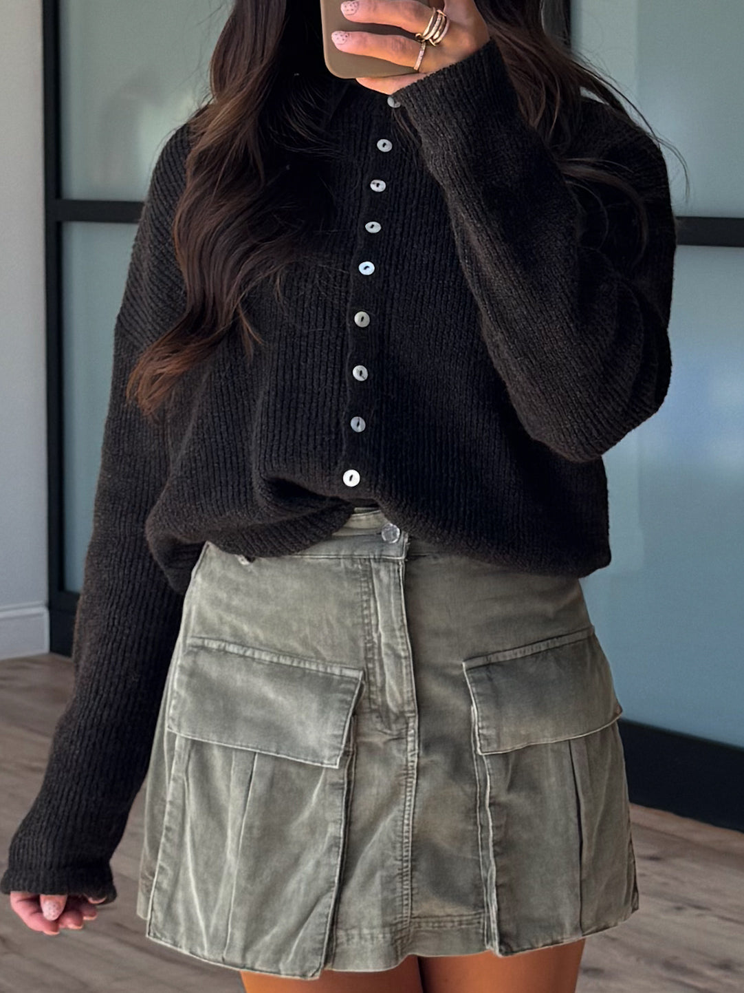 Ava Cargo Corduroy Skirt | Olive