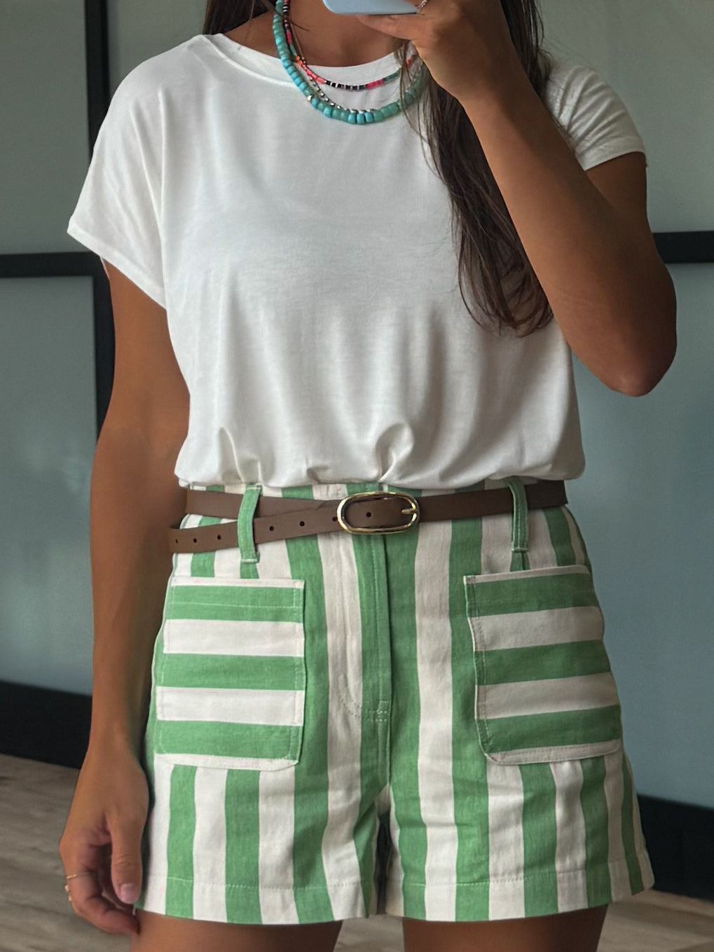 Nicolo Stripe Shorts | Green Apple