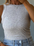 Essential Ribbed Tank | Light Grey | +Plus Available