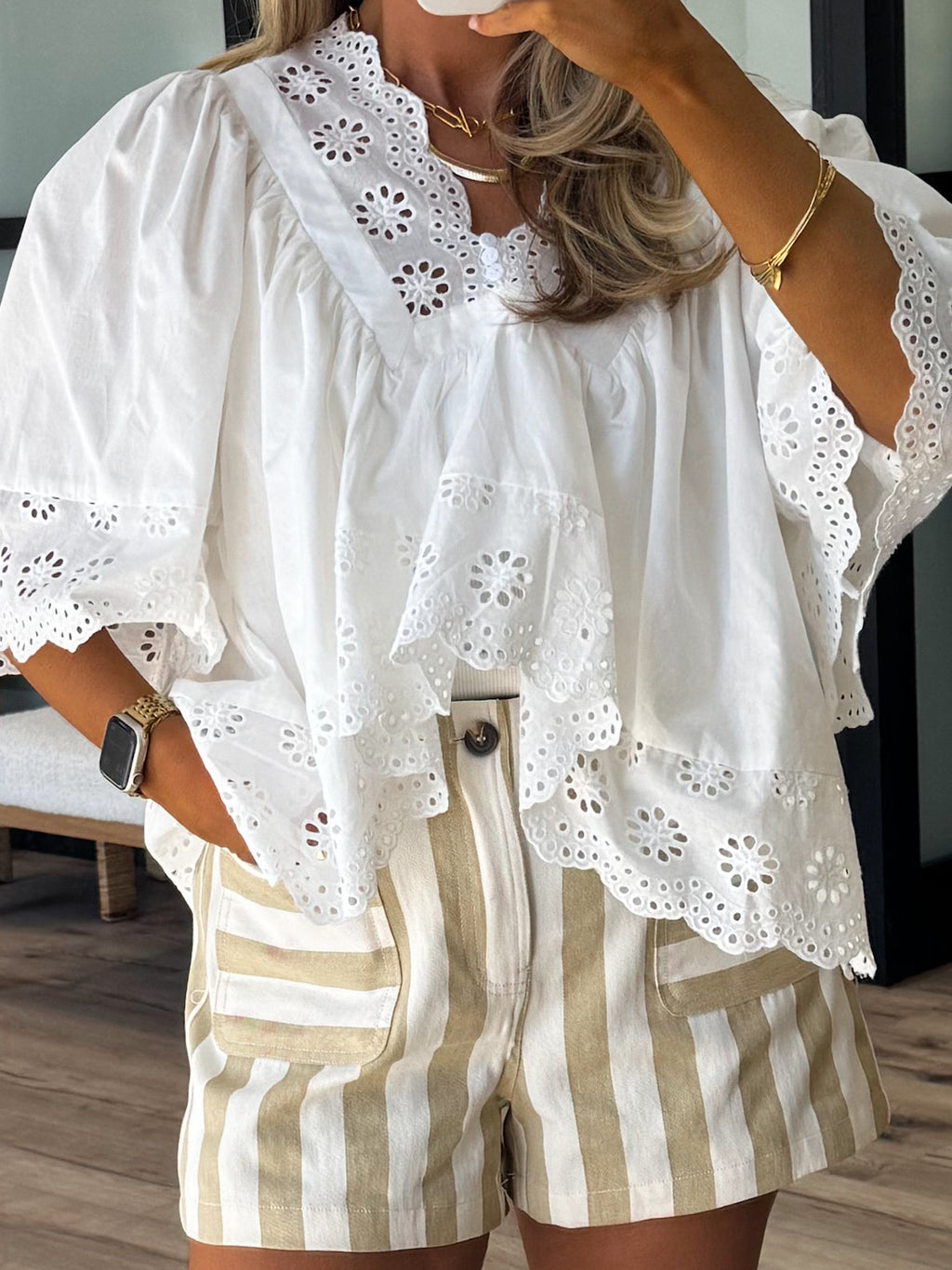 Nicolo Stripe Shorts | Taupe