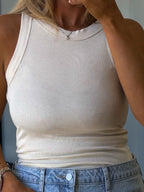 Essential Ribbed Tank | Bone | +Plus Available | RESTOCK