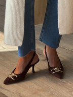 Triomphe Slingback Kitten Heels | Chocolate | RESTOCK