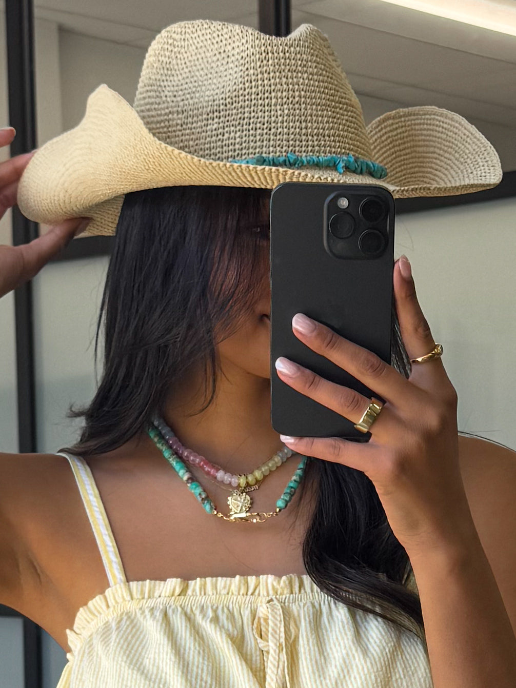 Turquoise Gem Raffia Western Hat