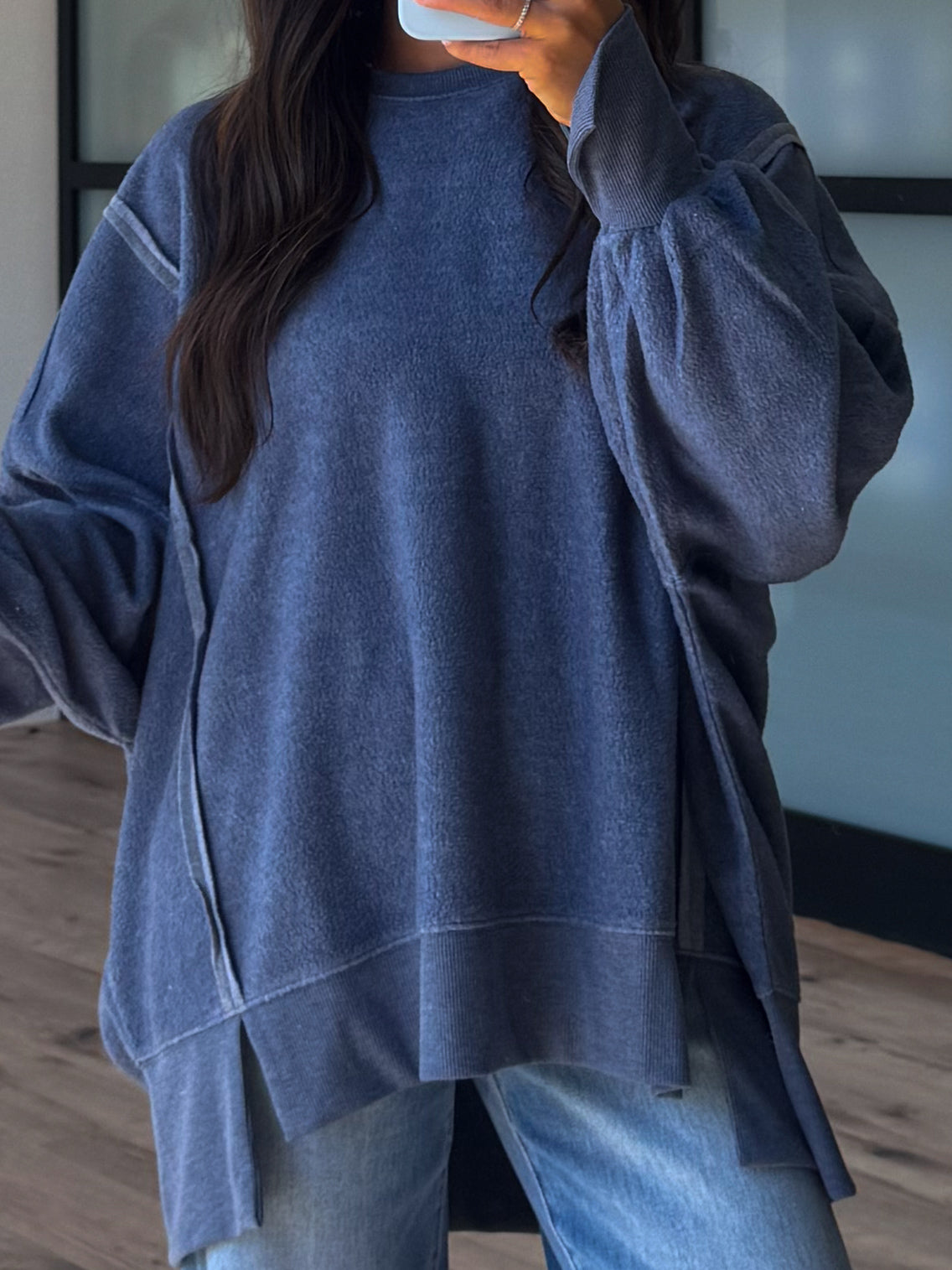 Out + About Brushed Knit Pullover | Dusty Navy