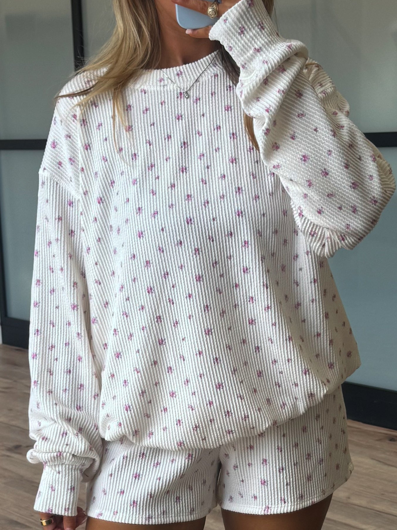 Southern Peony Ribbed Shorts