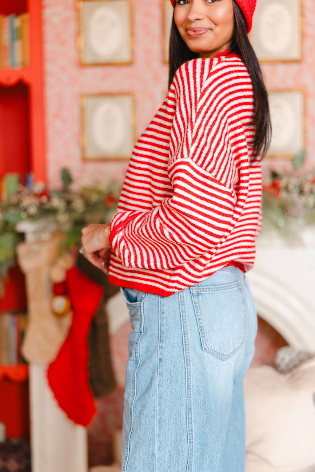 Isla Cardigan | Mini Striped Cherry
