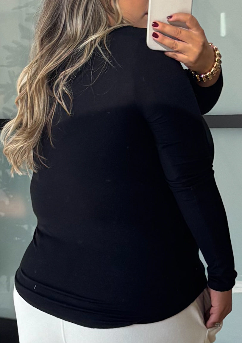 Essential Ribbed Long Sleeve | Black | +Plus Available | RESTOCK