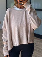 Kyla Thermal Open Back Top | Sand