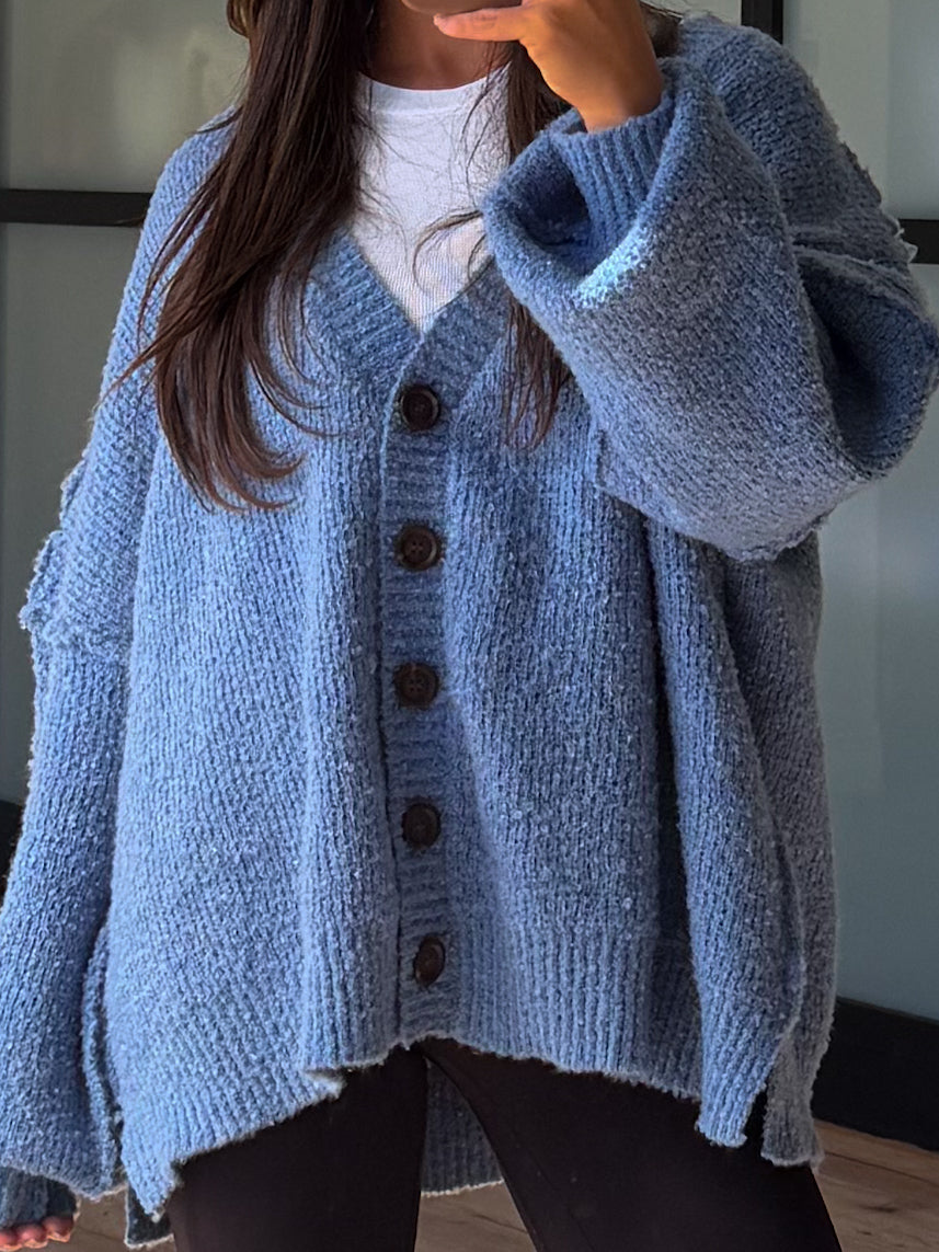 Lev Textured Cardigan | Slate | +Plus Available