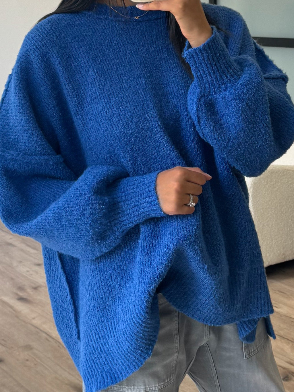 Lev Textured Sweater | Cobalt | +Plus Available | RESTOCK