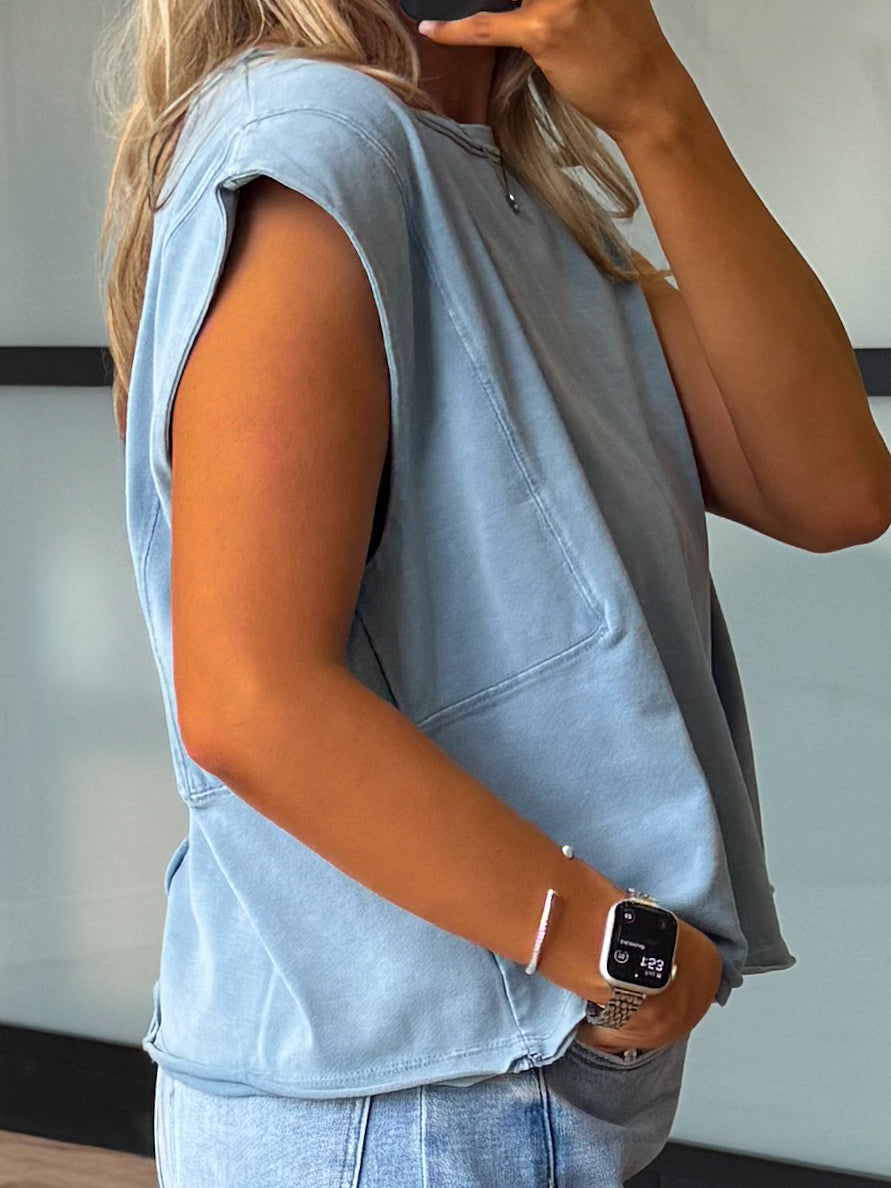Marlee Muscle Tee | Dusty Blue