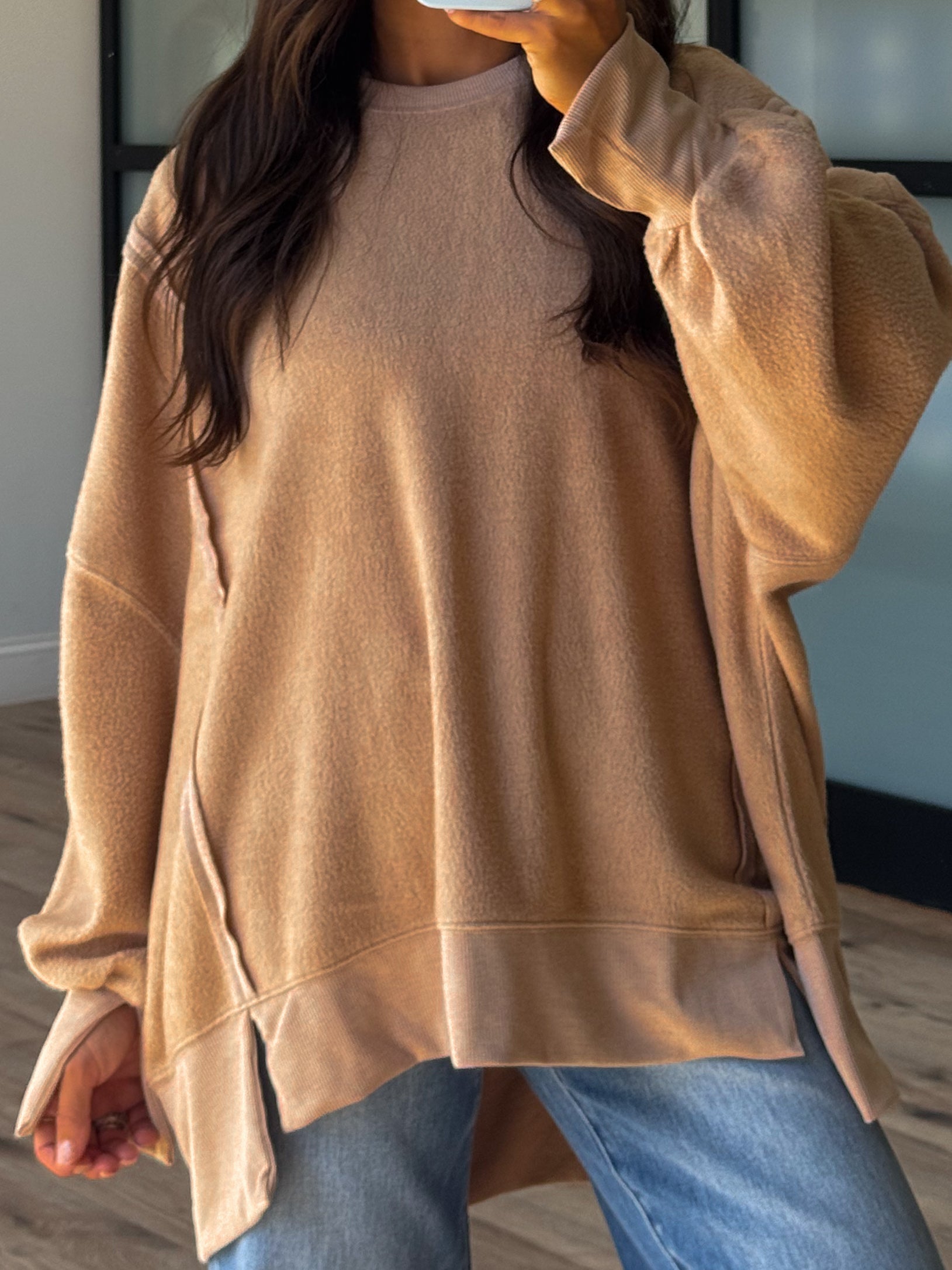 Out + About Brushed Knit Pullover | Taupe