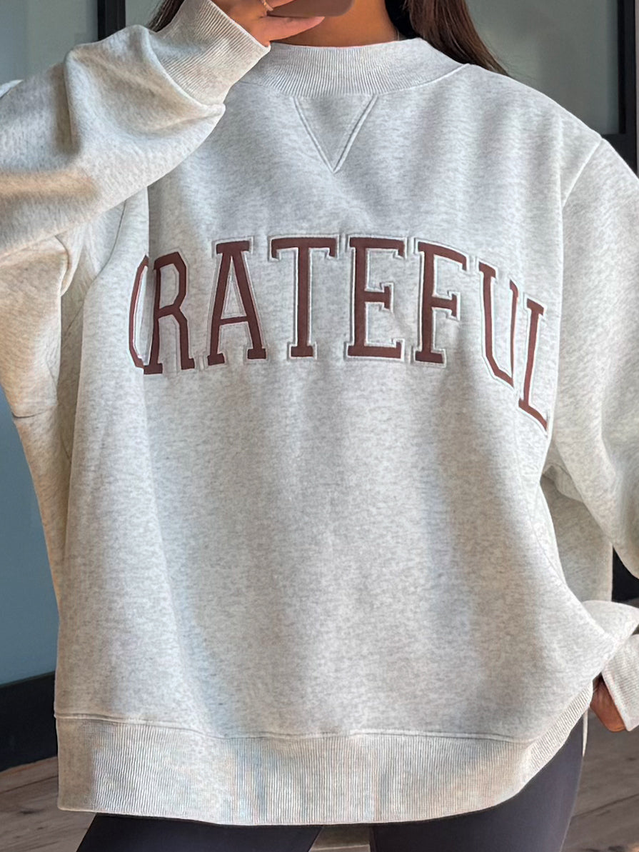 "GRATEFUL" Mock Neck Sweatshirt | +Plus Available