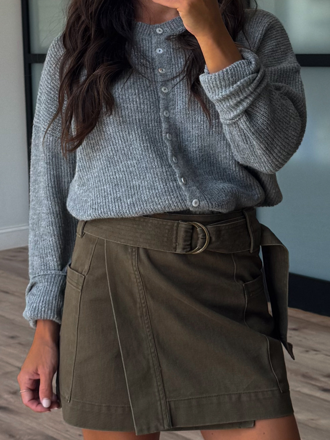 Lex Belted Wrap Skirt | Olive
