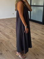 Callie Cotton Gauze Midi Dress | Charcoal | FINAL SALE