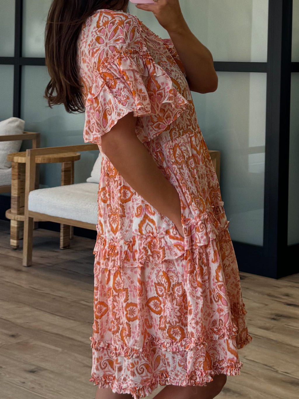 Etoile Flounce Dress | Orange Floral | FINAL SALE