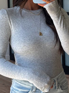 Essential Ribbed Long Sleeve | Light Grey | +Plus Available | RESTOCK