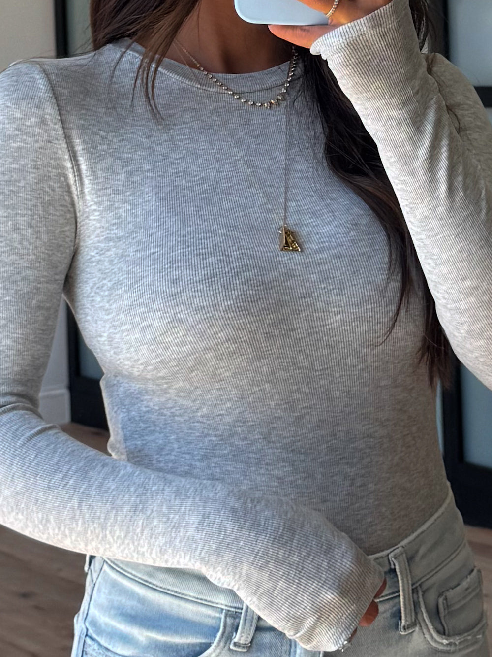 Essential Ribbed Long Sleeve | Light Grey | +Plus Available | RESTOCK