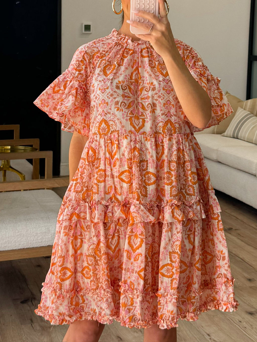 Etoile Flounce Dress | Orange Floral | FINAL SALE