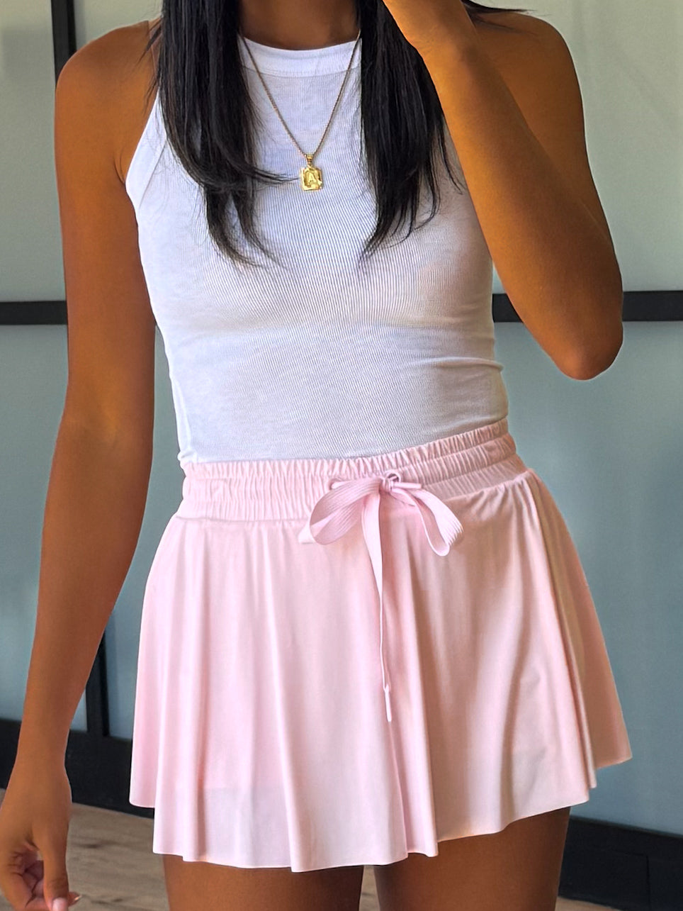 On A Whirl Skort | Pale Pink