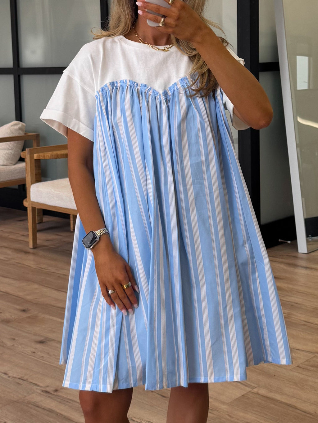 Poplin T-Shirt Dress | Blue | +Plus Available | FINAL SALE