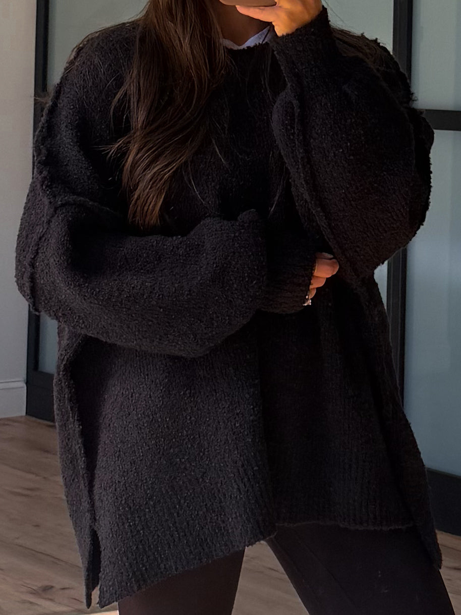 Lev Textured Sweater | Black | +Plus Available