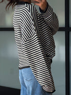 Isla Cardigan | Mini Striped Charcoal | RESTOCK