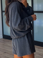 Stone Fade Terry Knit Set | Black