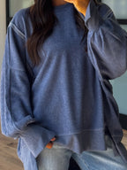 Out + About Brushed Knit Pullover | Dusty Navy