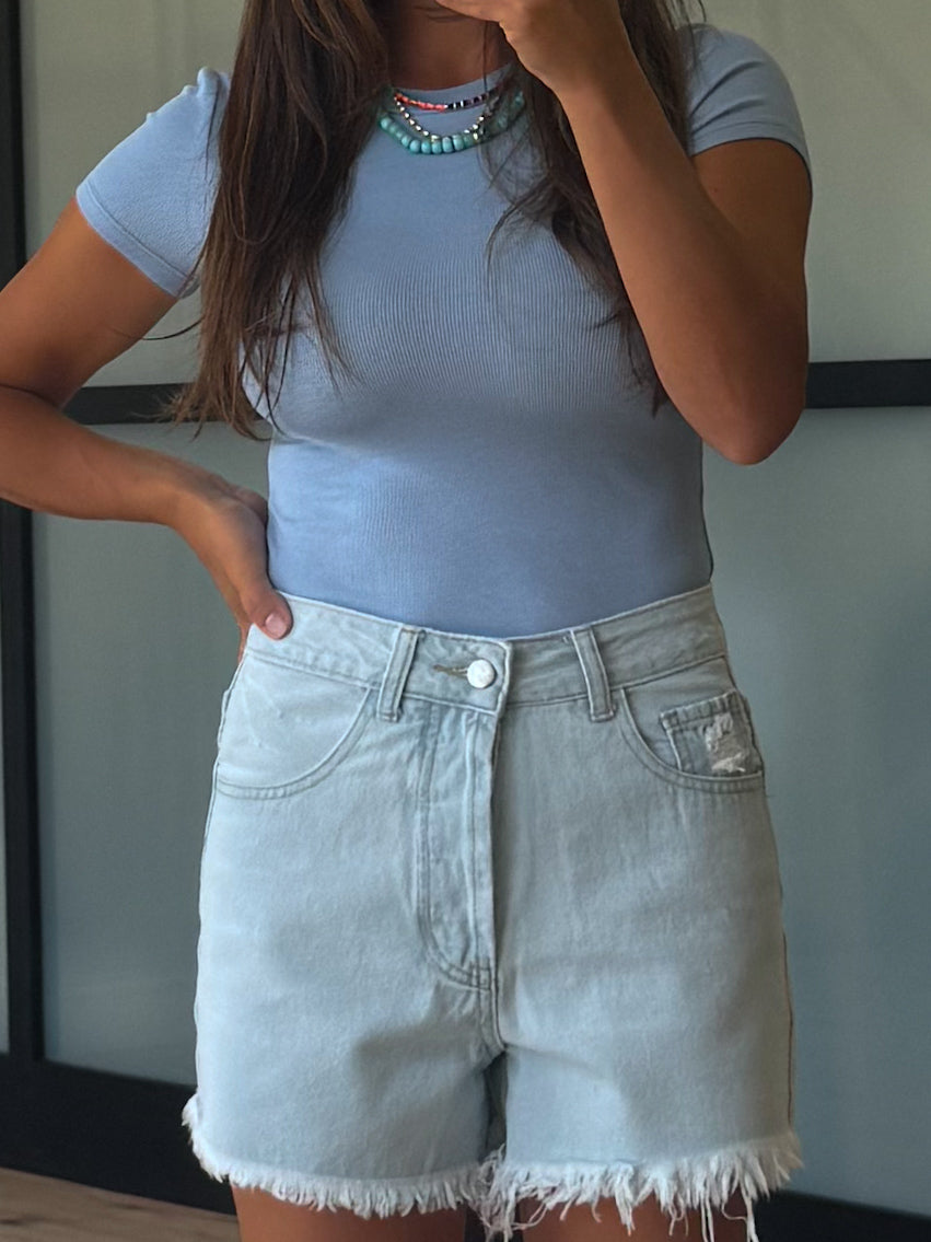 Essential Ribbed Tee | Baby Blue | +Plus Available | RESTOCK