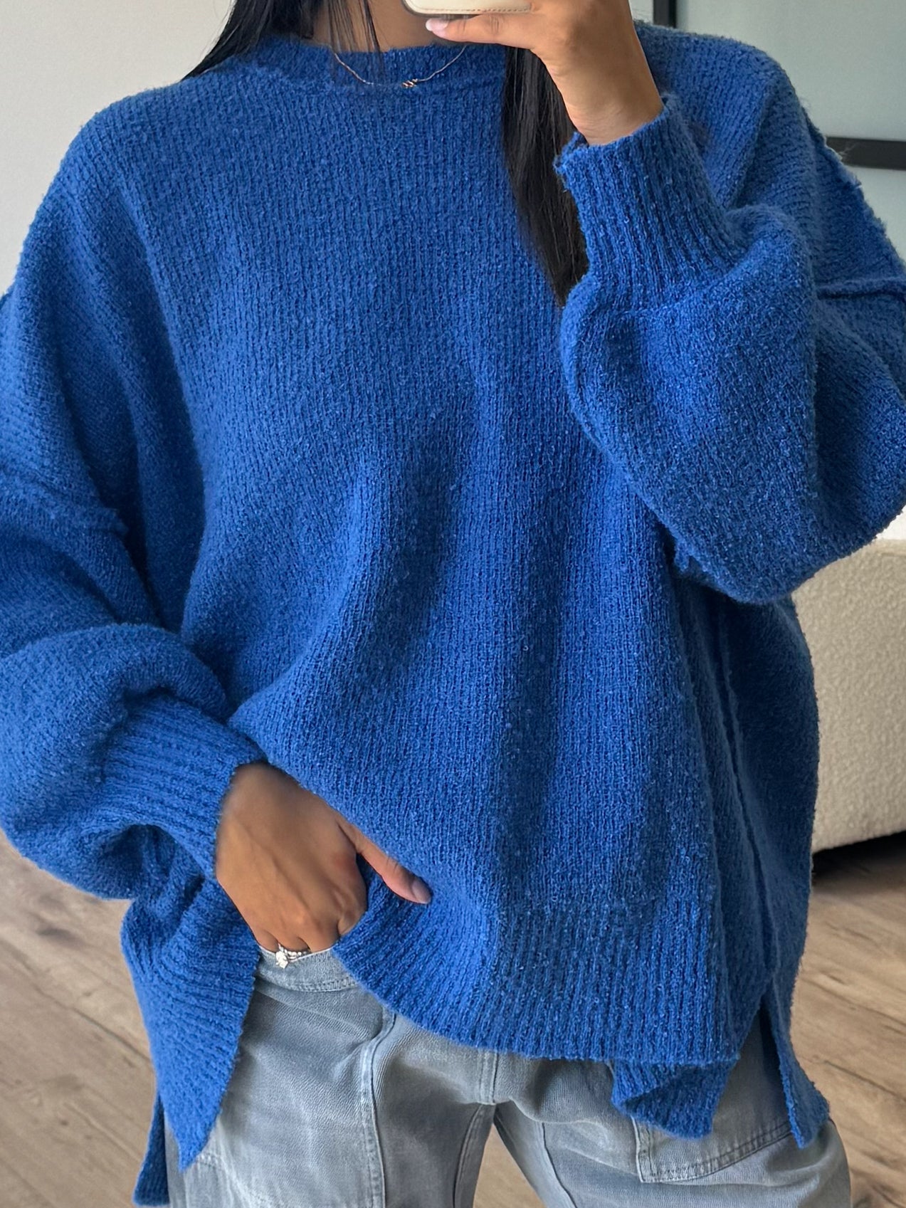 Lev Textured Sweater | Cobalt | +Plus Available | RESTOCK