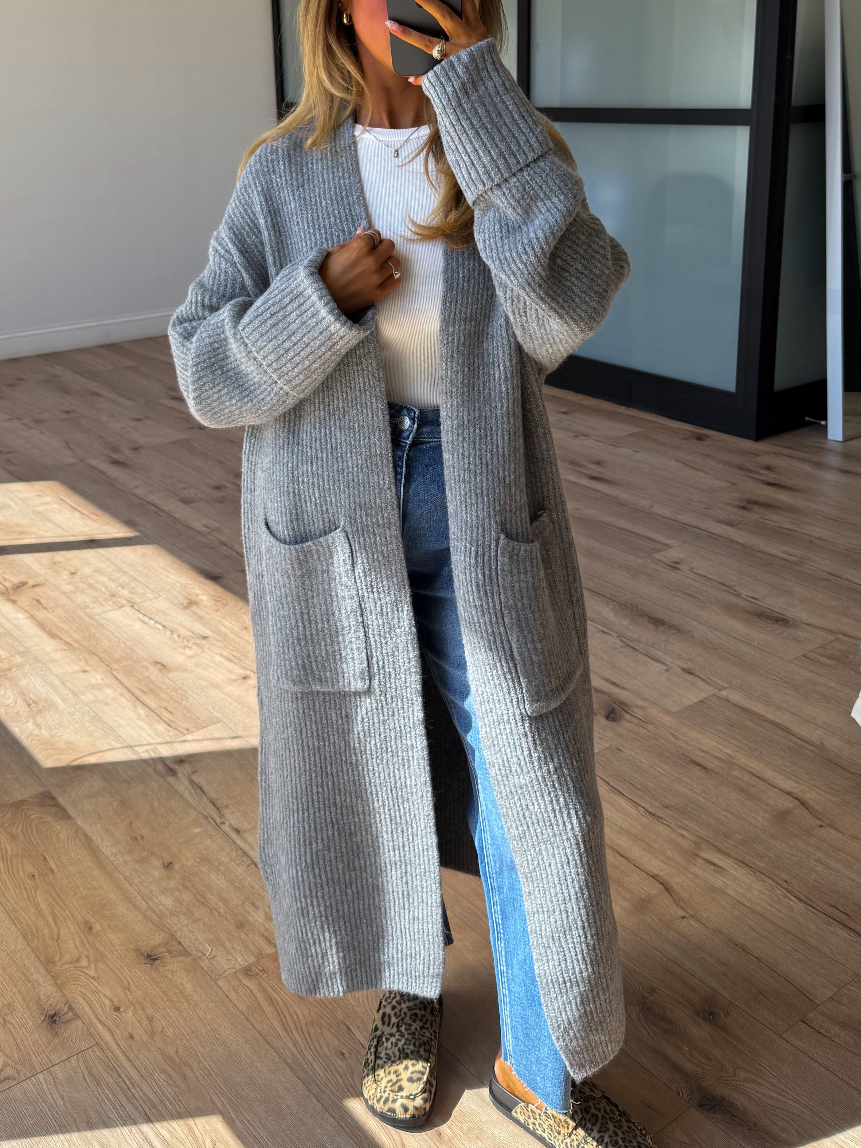 Beckett Longline Cardigan | Grey | +Plus Available