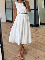 Pierce Eyelet Midi Skirt