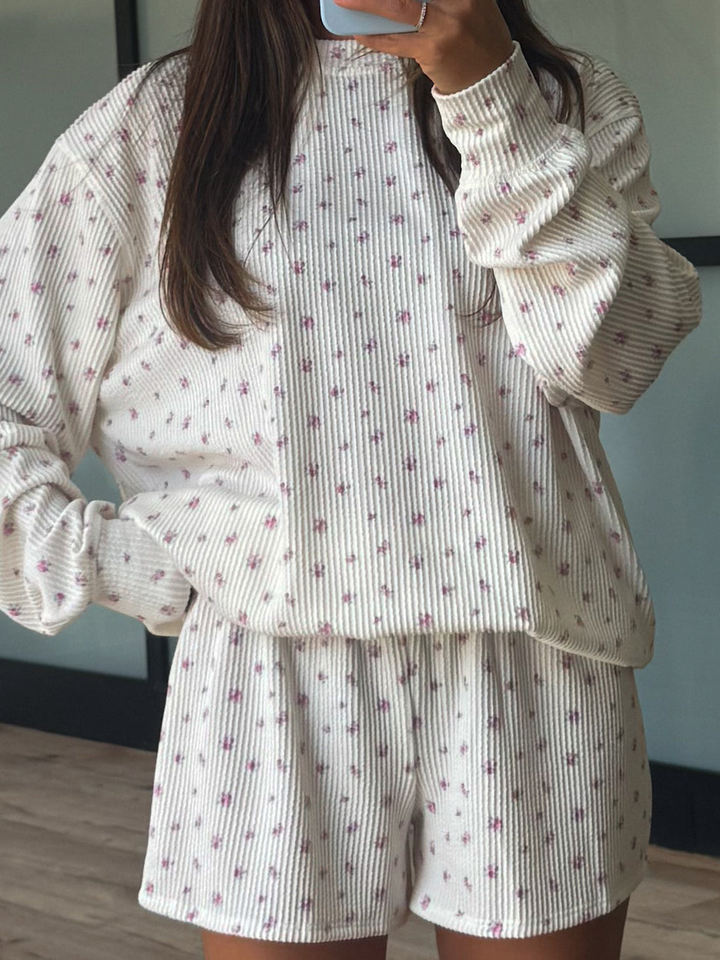 Southern Peony Ribbed Shorts