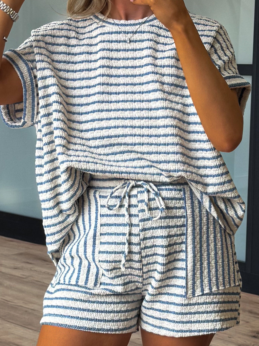 Lettie Lounge Shorts | Blue Stripe