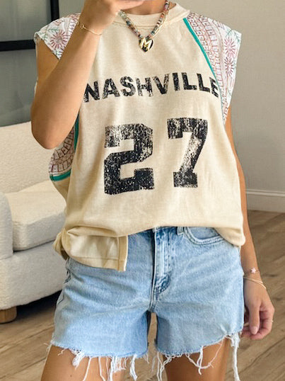 'Nashville' Embellished Tee | Beige | +Plus Available | FINAL SALE