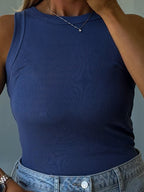 Essential Ribbed Tank | Navy | +Plus Available