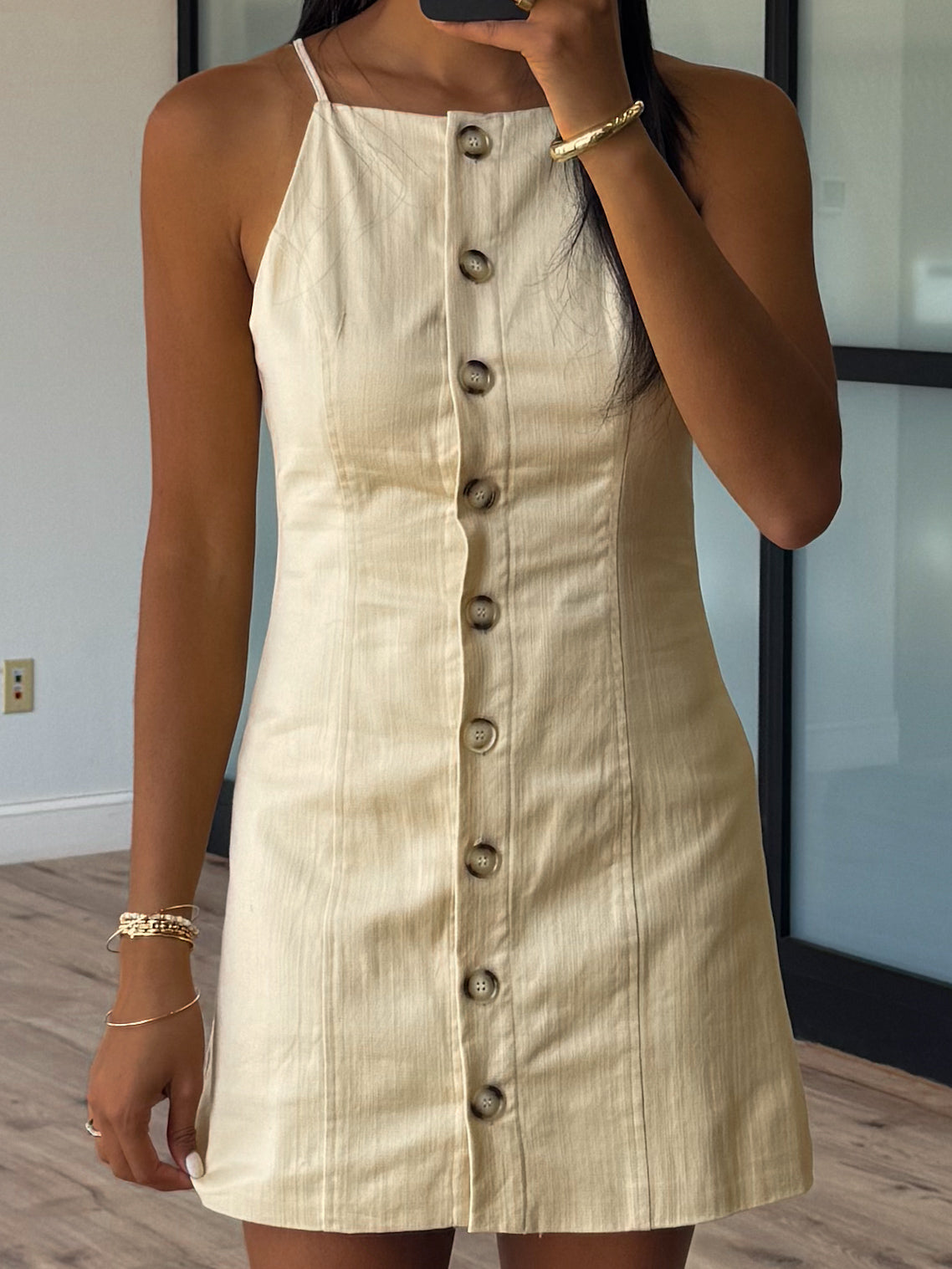 Dasha Button-Front Dress | Sand