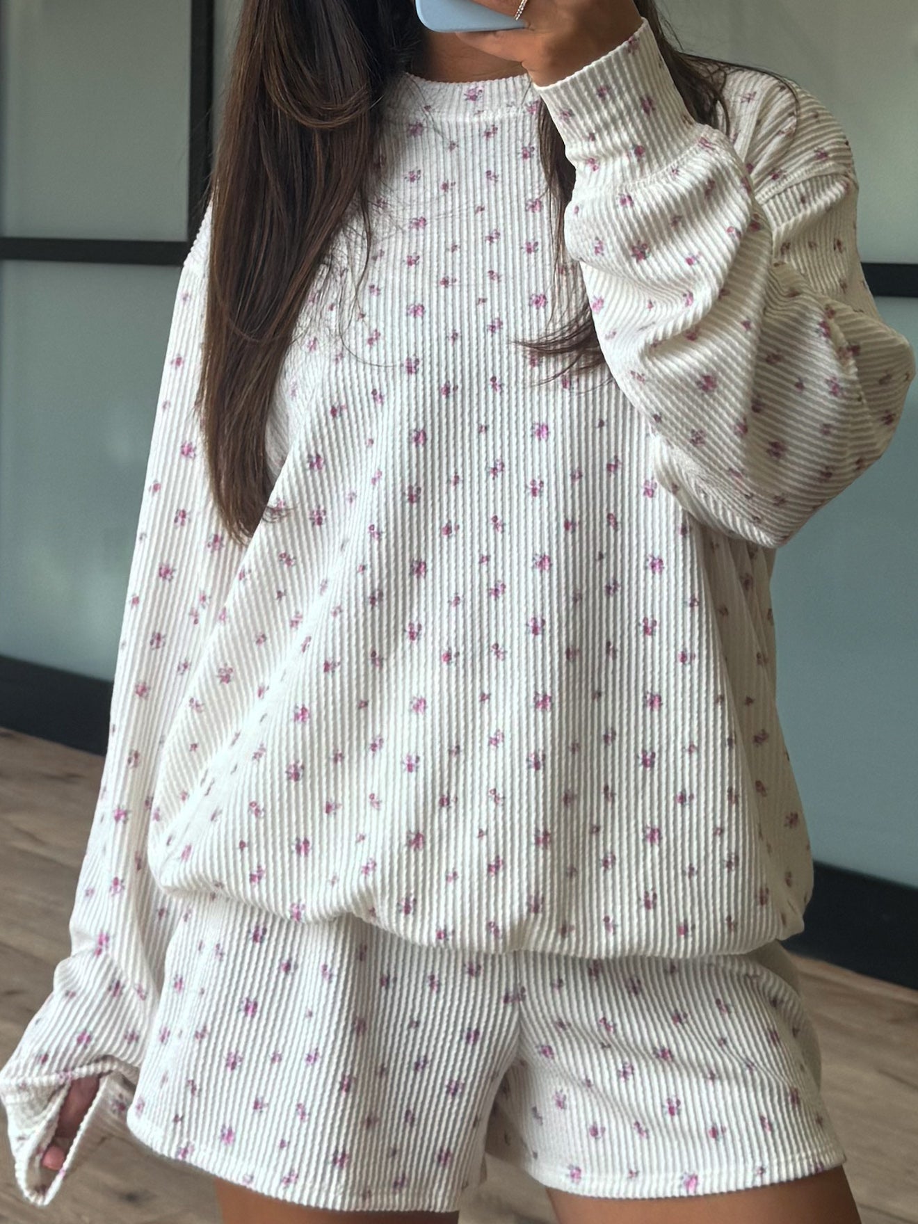 Southern Peony Ribbed Shorts