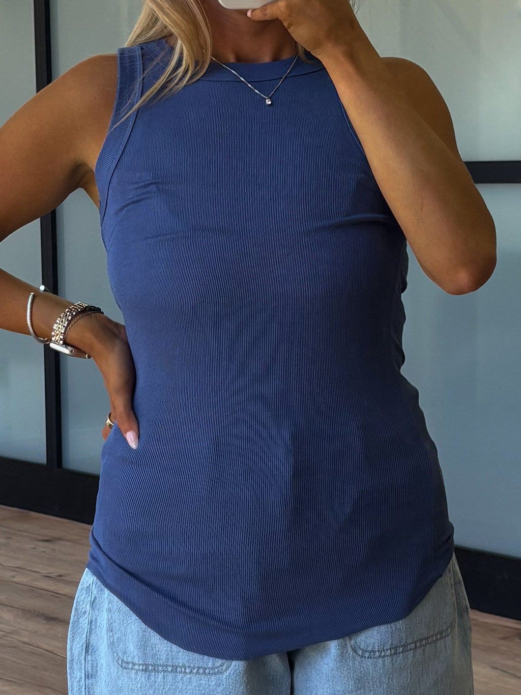Essential Ribbed Tank | Navy | +Plus Available