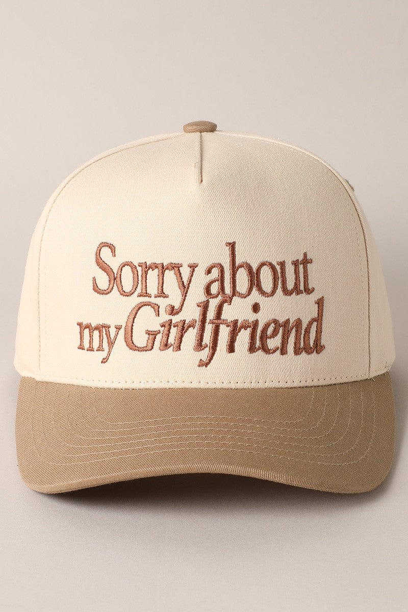 'Sorry About My Girlfriend' Canvas Cap | 2 Colors Available | FINAL SALE