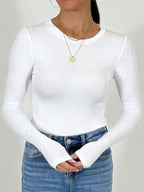Essential Ribbed Long Sleeve | White | +Plus Available | RESTOCK