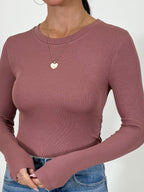 Essential Ribbed Long Sleeve | Dusty Mauve | +Plus Available | RESTOCK