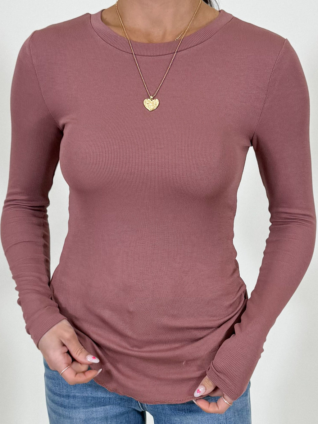 Essential Ribbed Long Sleeve | Dusty Mauve | +Plus Available | RESTOCK