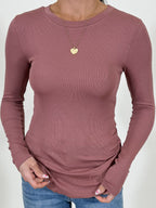 Essential Ribbed Long Sleeve | Dusty Mauve | +Plus Available | RESTOCK